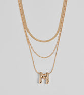 M Initial Layered Bubble Necklace